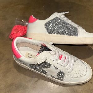 Vintage Havana White and Pink Glitter Sneakers